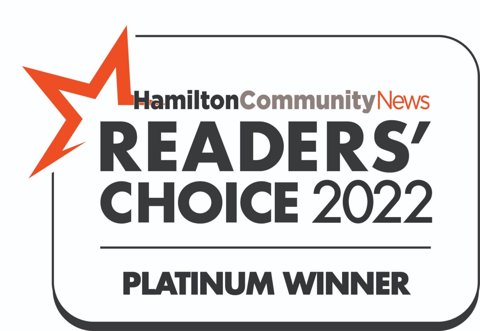 Readers' Choice 2022 platinum winner badge with star